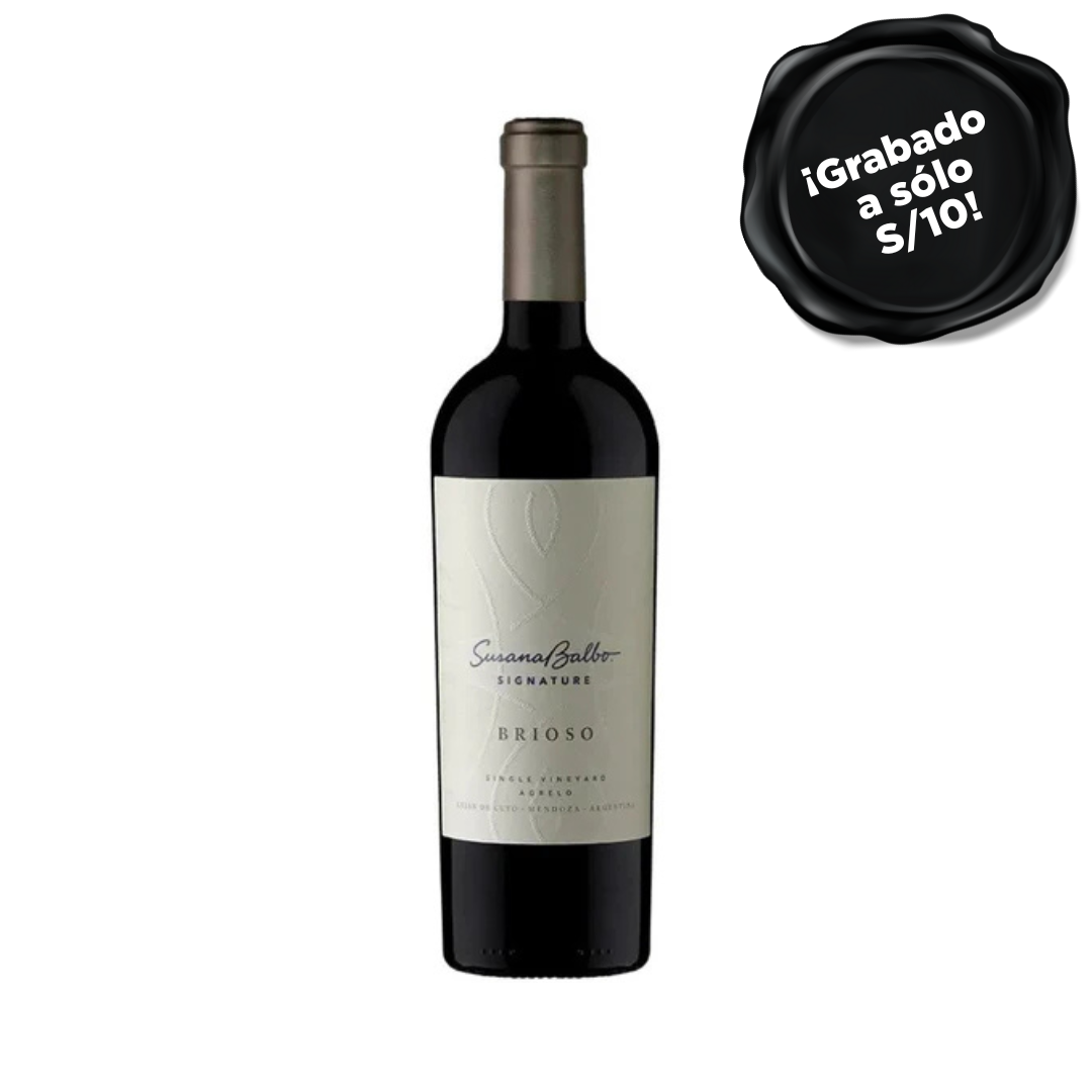 ⁠Vino SUSANA BALBO Brioso x 750ml. GRABADO A S/10