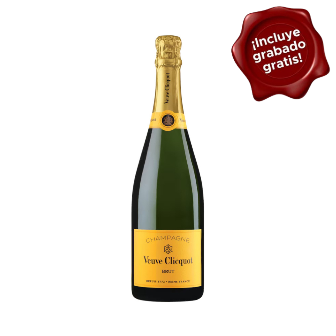Champagne VEUVE CLICQUOT Brut Botella 750ml. CON GRABADO GRATIS
