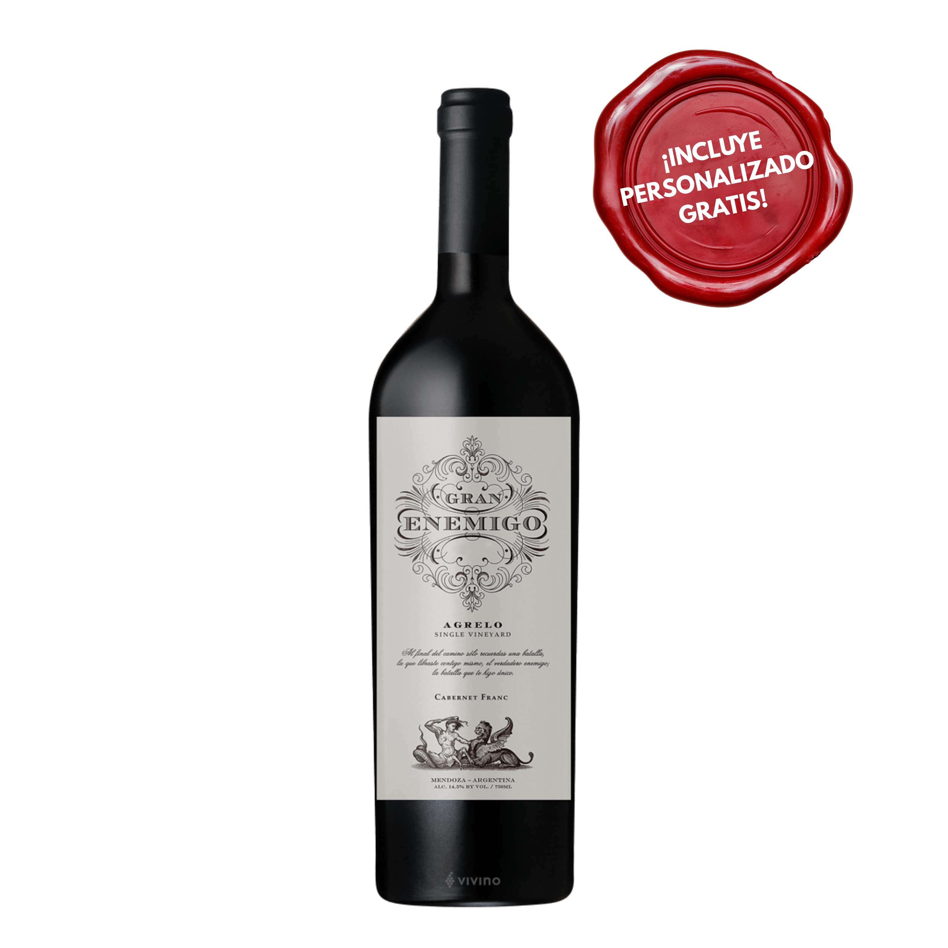 Vino GRAN ENEMIGO Agrelo Cabernet Franc x 750ml. PERSONALIZADO GRATIS
