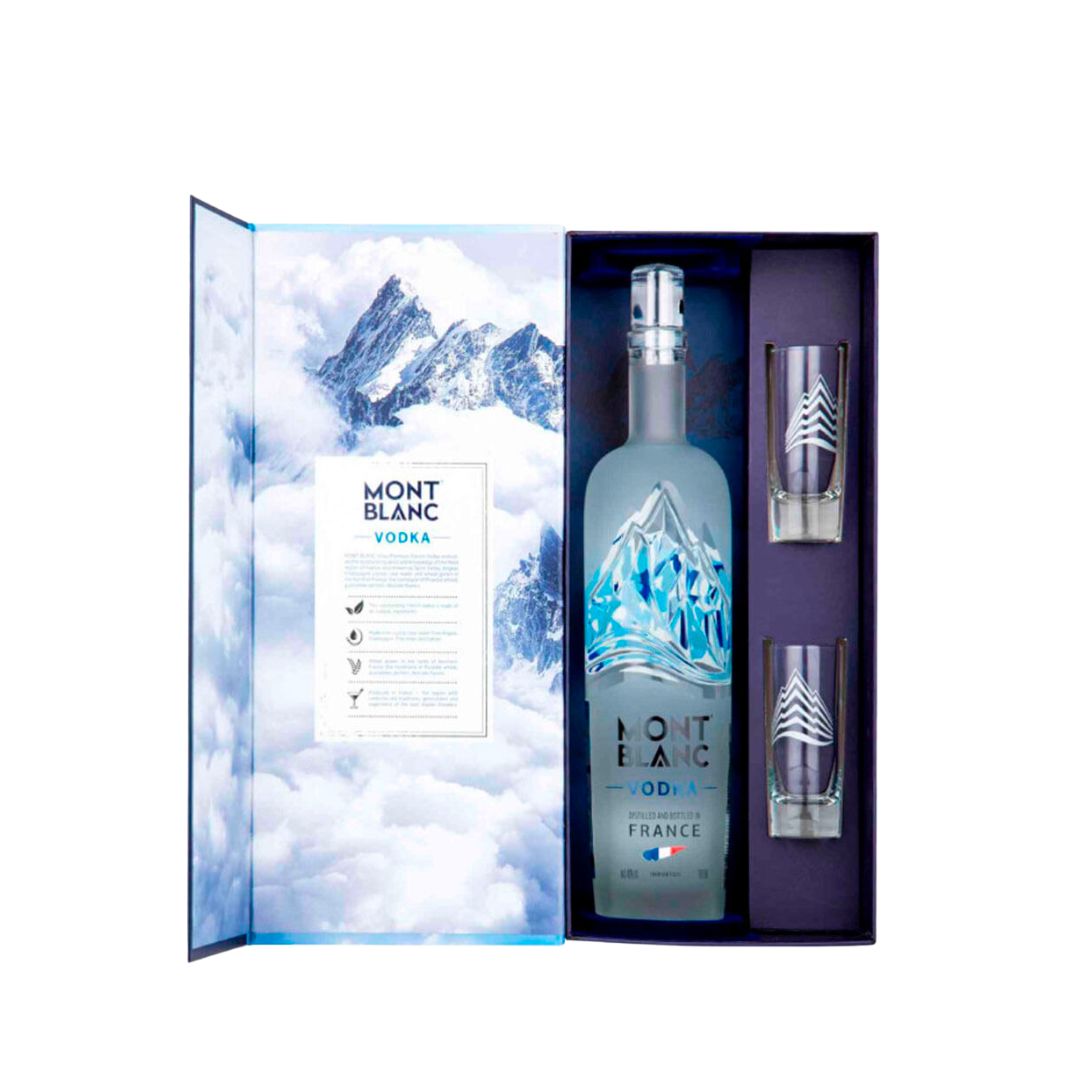 Vodka Mont Blanc con Vasos Botella 750ml