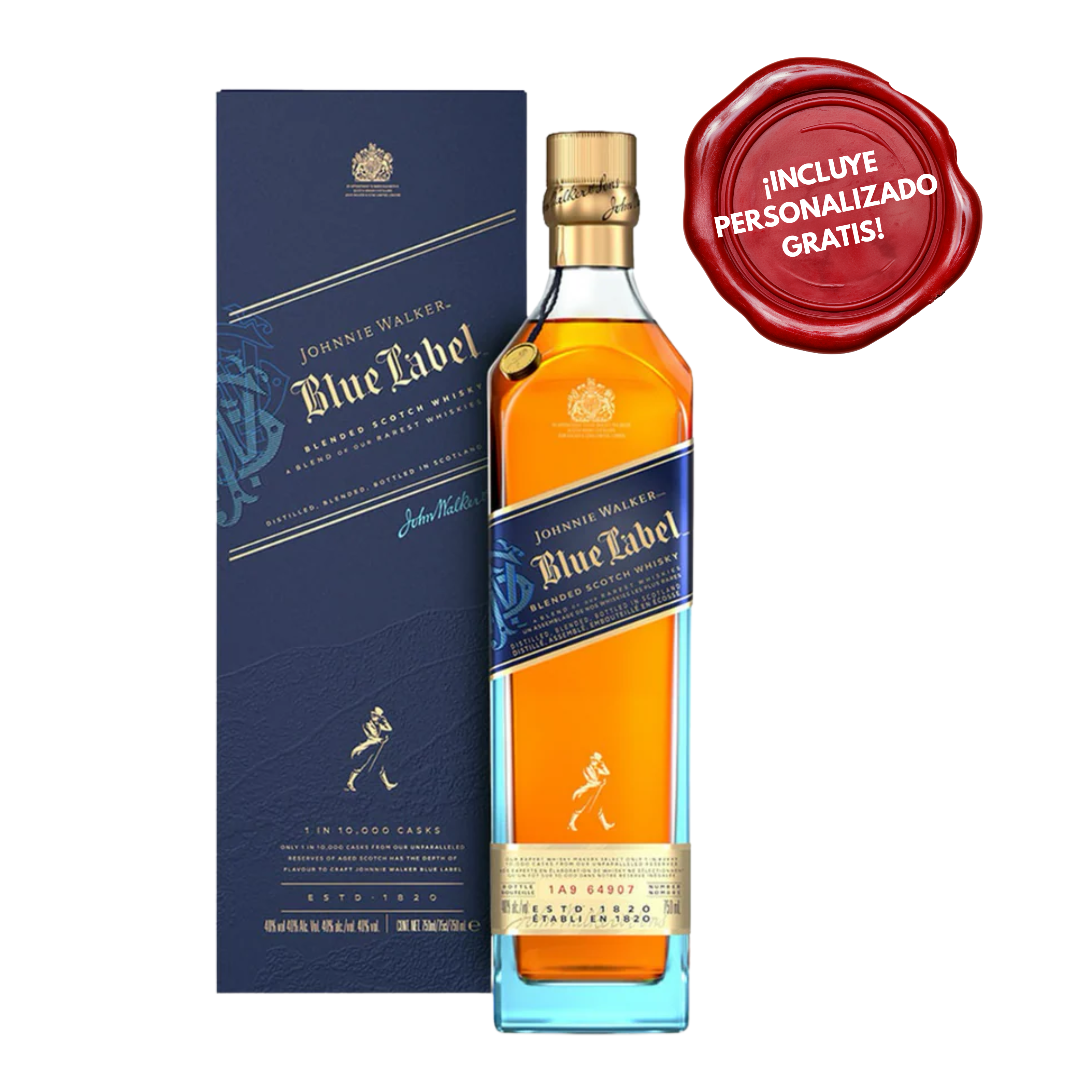 Whisky JOHNNIE WALKER Blue Label Botella 750ml. PERSONALIZADO GRATIS