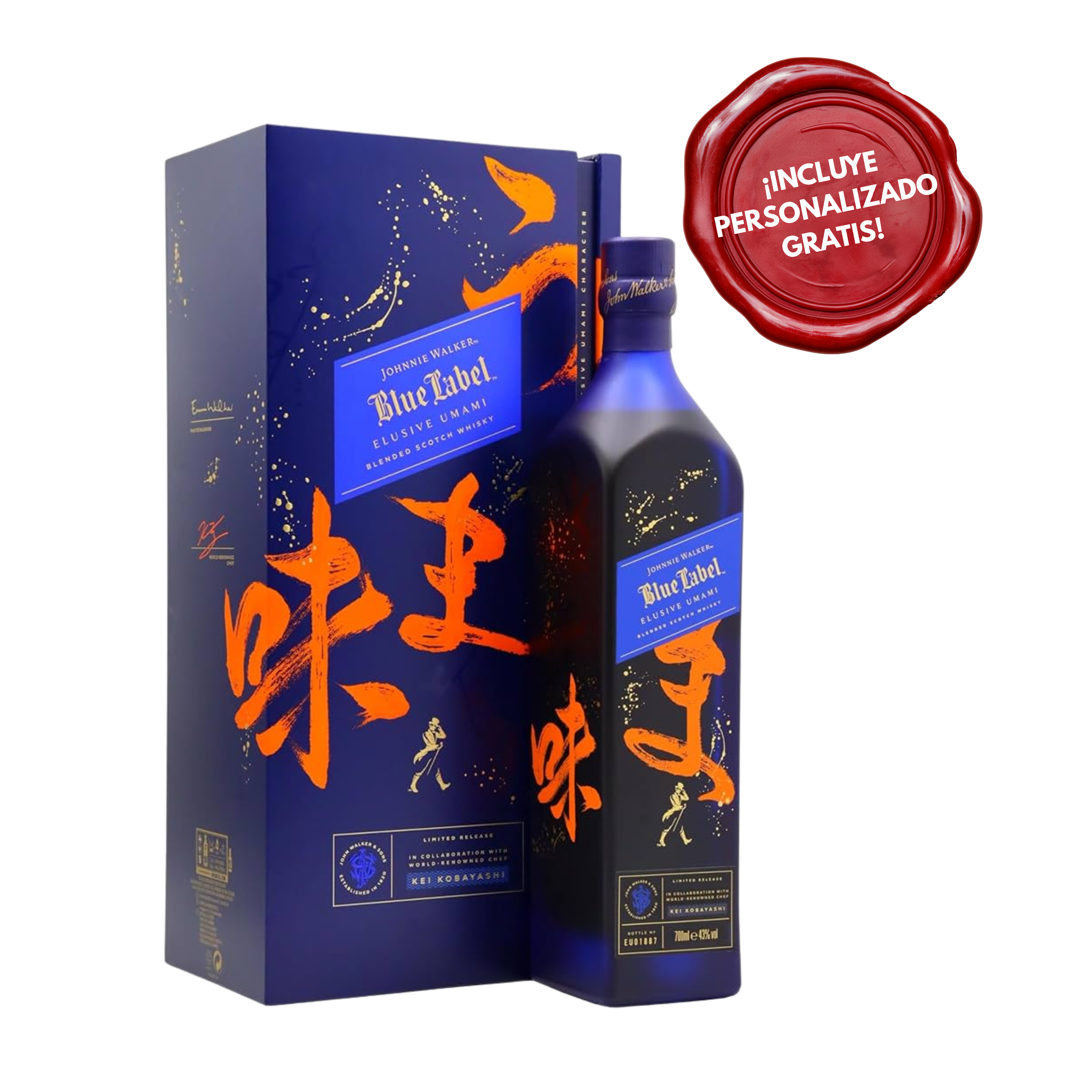 Whisky Johnnie Walker Blue Label Elusive Umami 1 Litro. PERSONALIZADO GRATIS