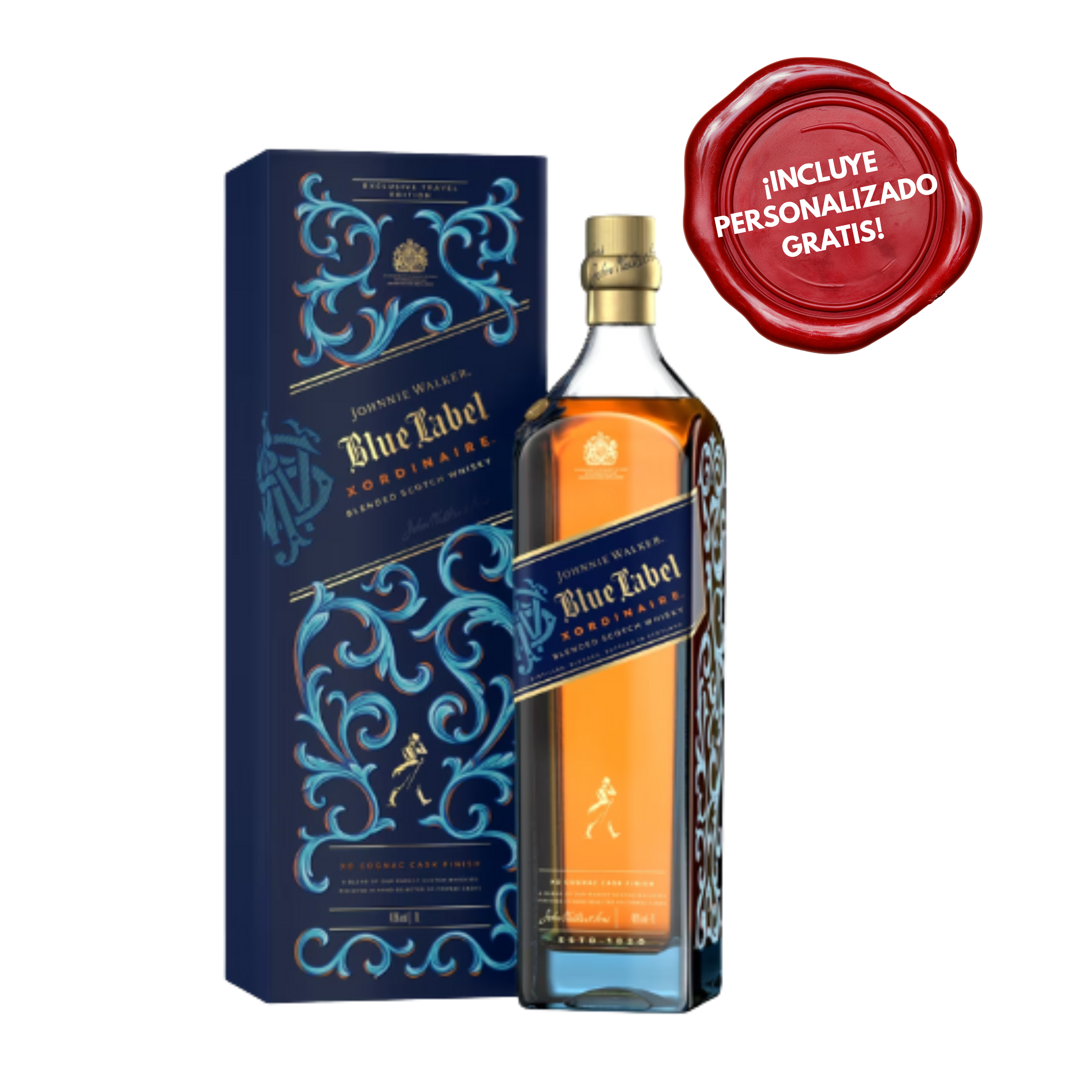 Whisky Johnnie Walker Blue Label Xordinaire 1 Litro. PERSONALIZADO GRATIS