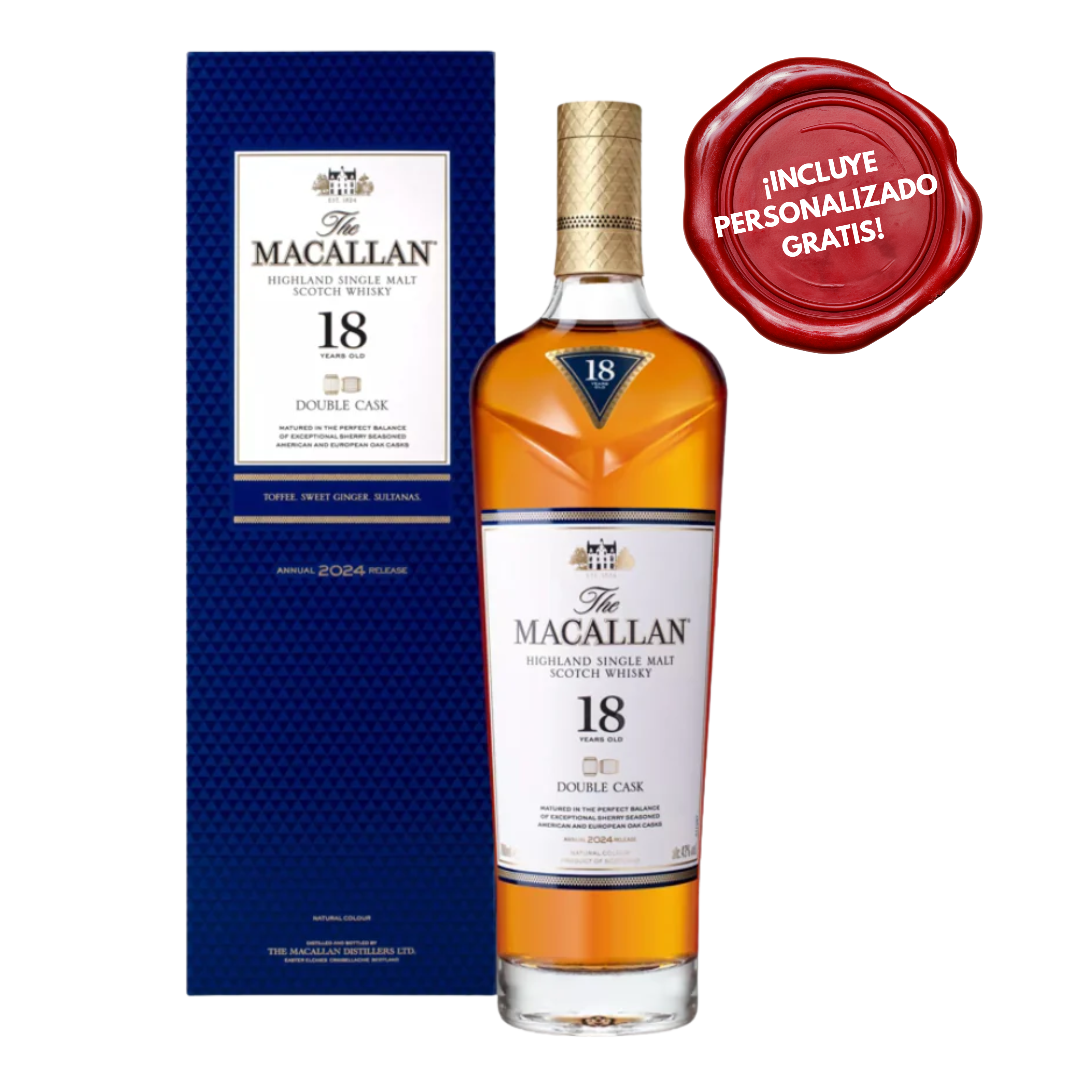 Whisky MACALLAN Double Cask 18 Años Botella 700ml. PERSONALIZADO GRATIS