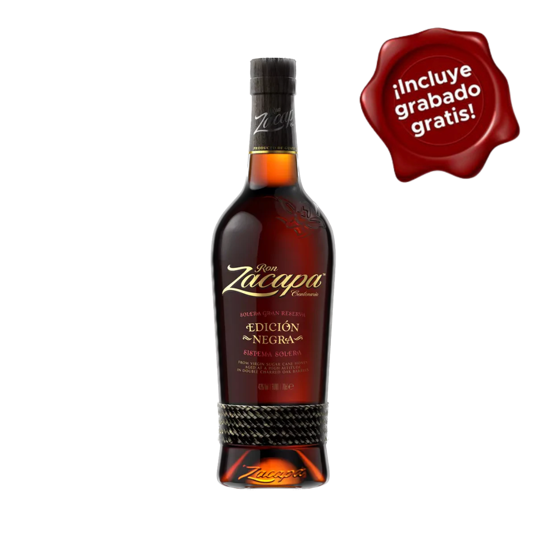 Ron ZACAPA Edicion Negra x 750ml. CON GRABADO GRATIS