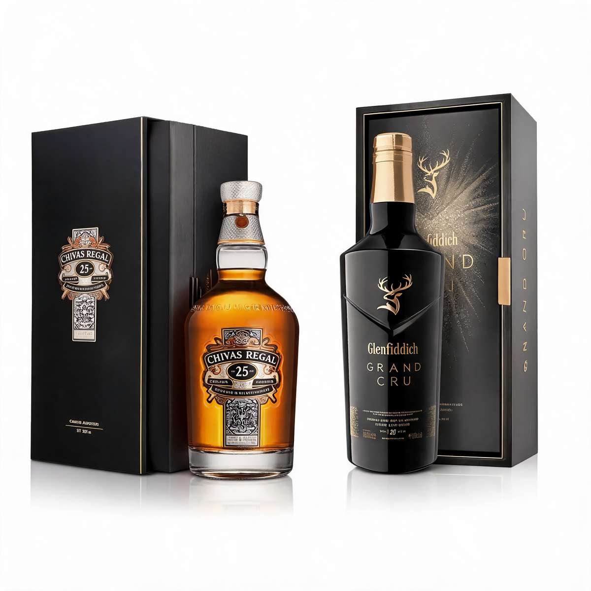 PACK CUOTAS: Whisky CHIVAS REGAL 25 Años Botella 750ml + GLENFIDDICH GRAN CRU 23 AÑOS X 750 ML