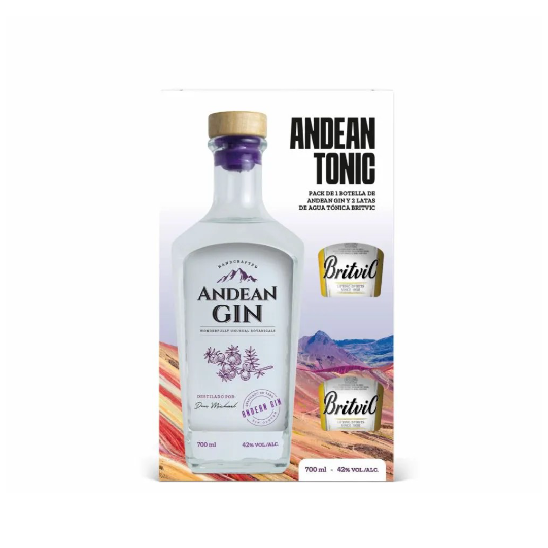 Pack Gin ANDEAN Original x 700ml + 2 Agua tónica BRITVIC