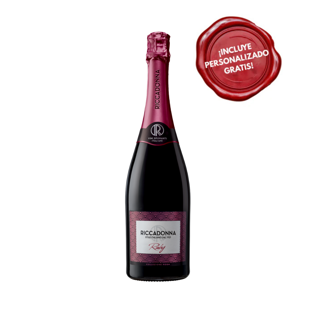 Espumante RICCADONNA Ruby Botella 750ml. PERSONALIZADO GRATIS