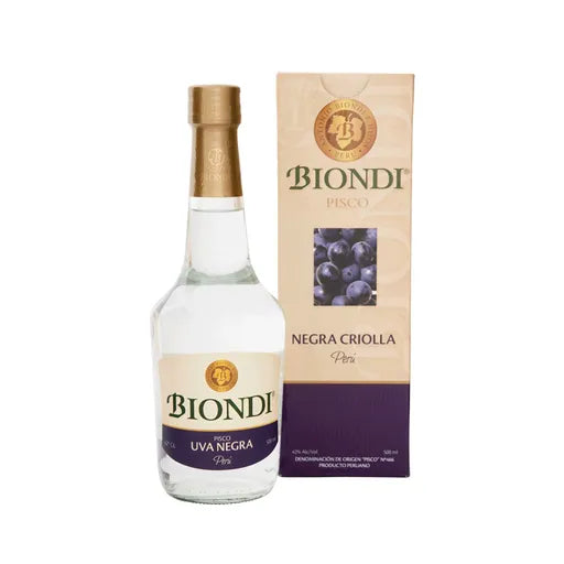 Pisco BIONDI Uva Negra Criolla Botella 500ml